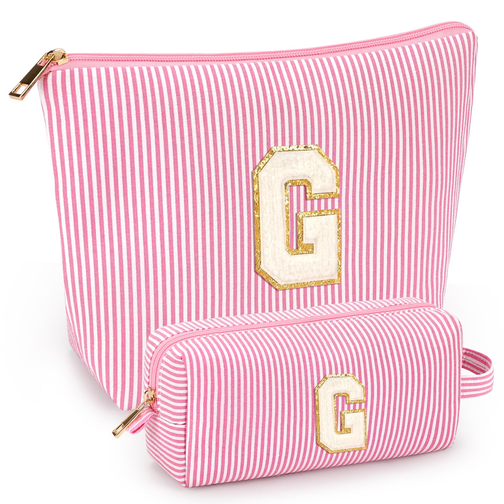 Bolsas iniciales de maquillaje Mibasies en rosa, perfecto para viaje y organización