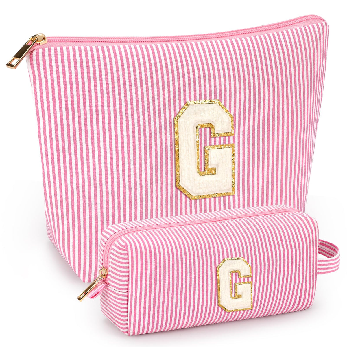 Bolsas iniciales de maquillaje Mibasies en rosa, perfecto para viaje y organización