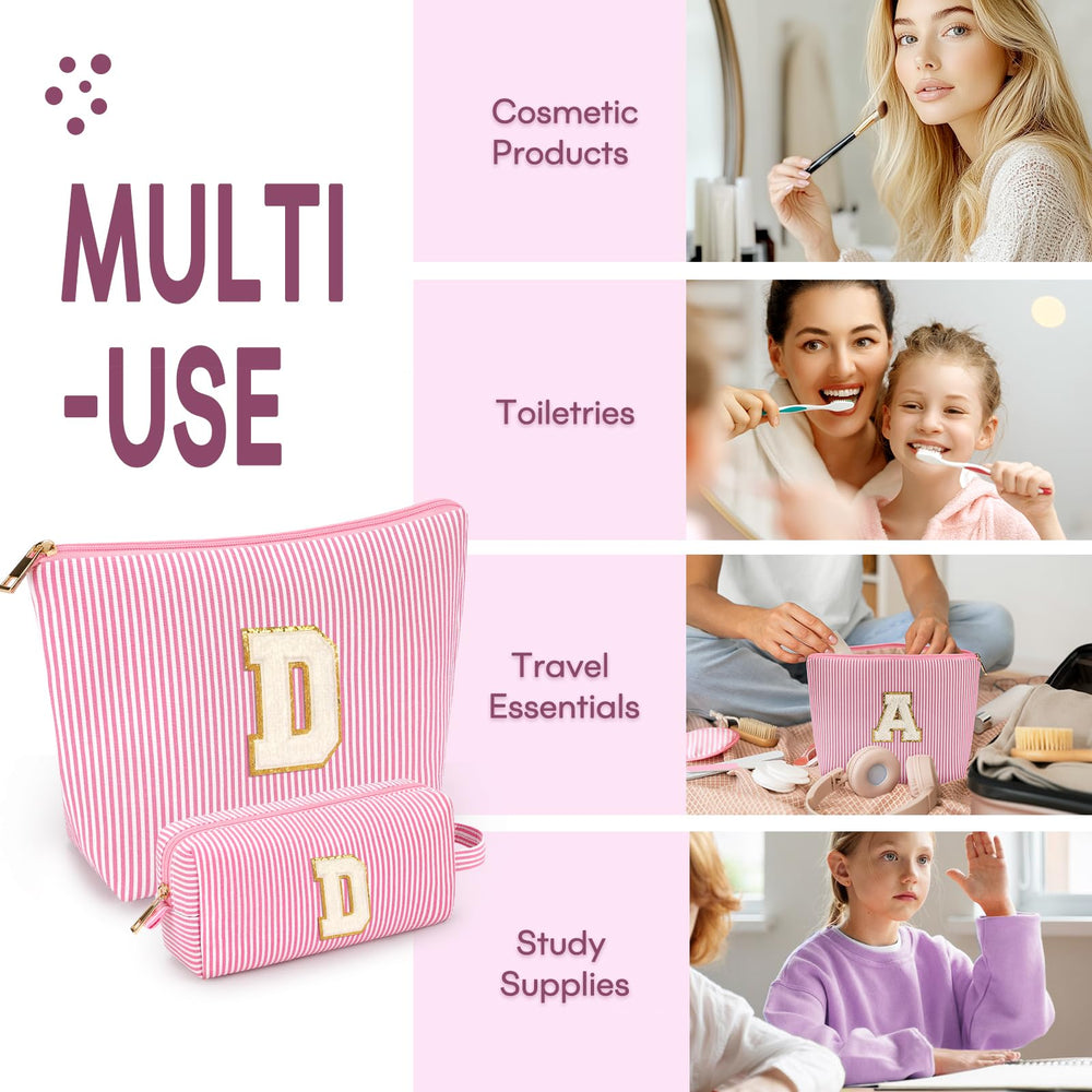 Estuche mibasies rosa con letras impresas, regalo personalizado para mujer.