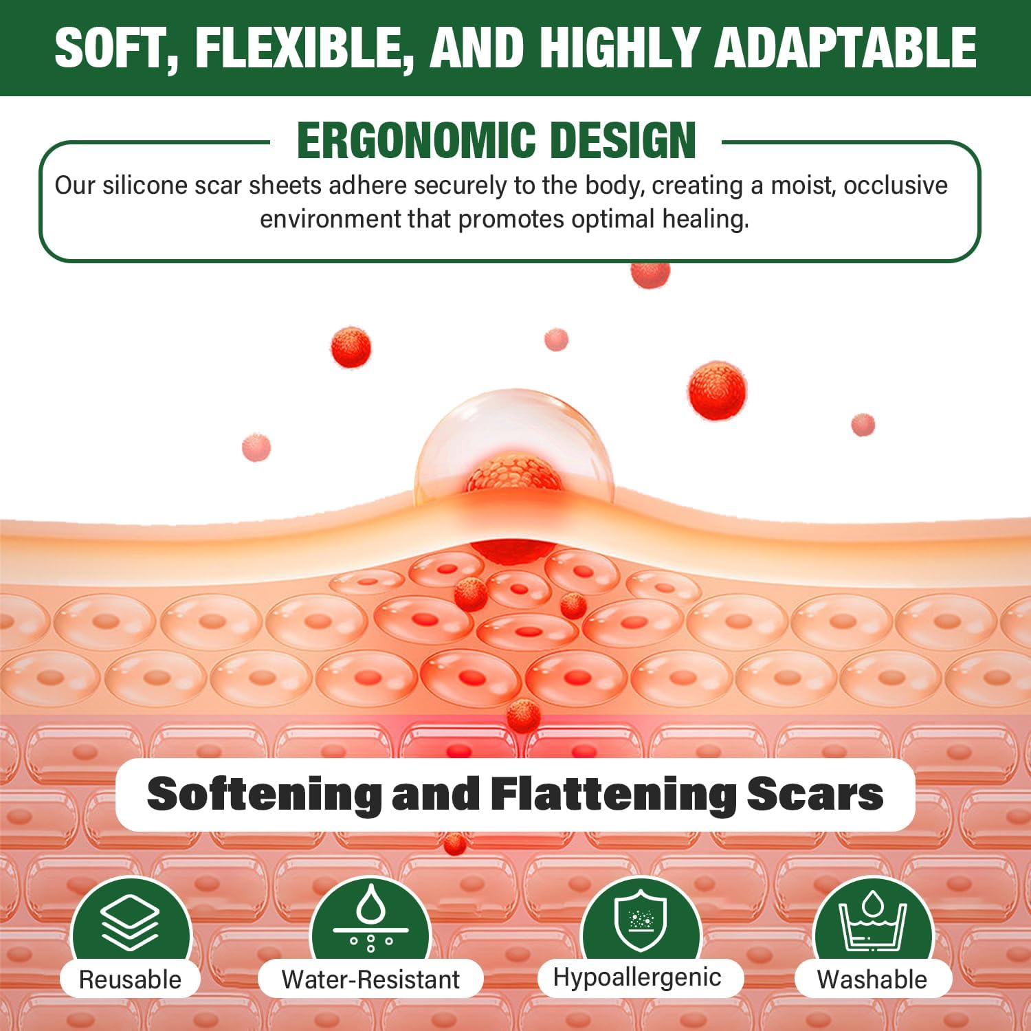 Micakin parche silicona corte ajustable para adaptar tamaño de la cicatriz.