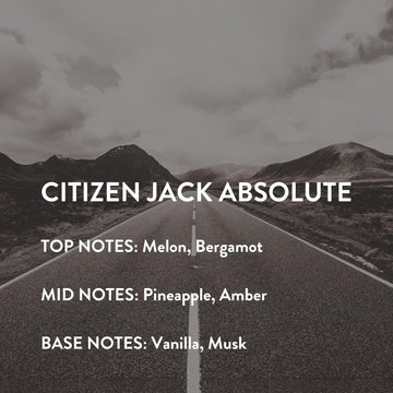 Citizen Jack Absolute, embalaje elegante que sugiere lujo y sofisticación.