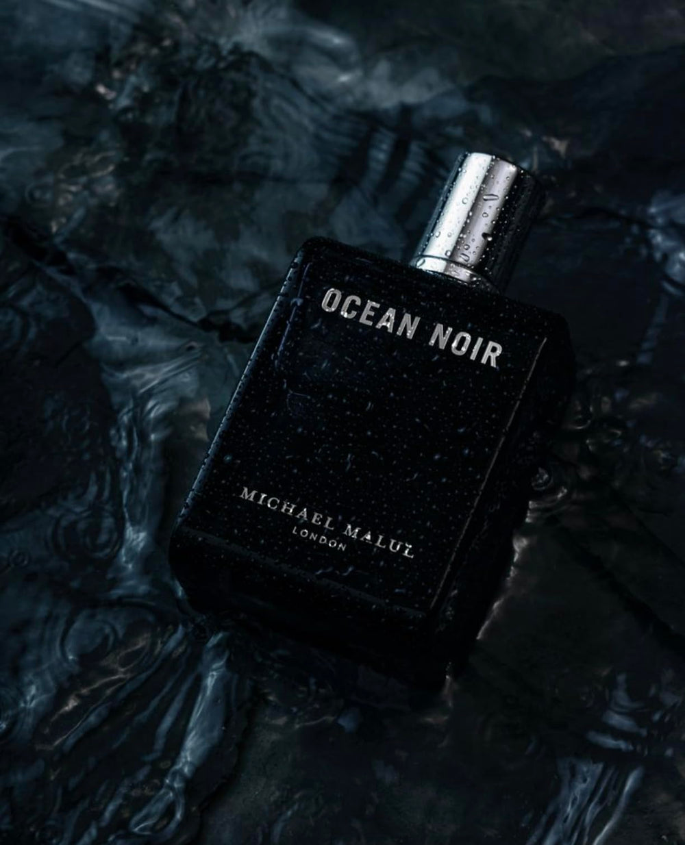 Etiqueta de Ocean Noir de Michael Malul, notas marinas y cítricas evocadas.