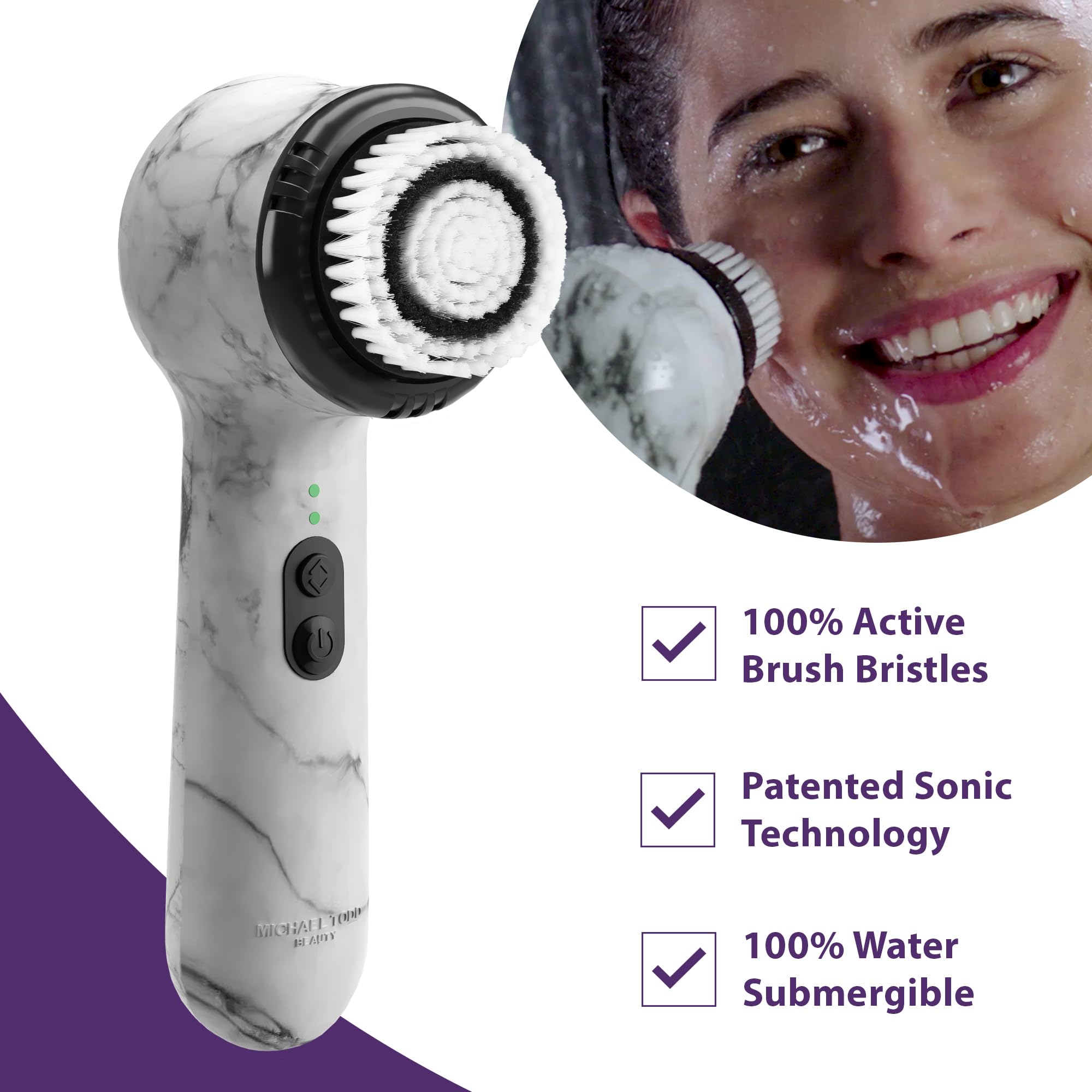 Cuatro velocidades de MICHAEL TODD Soniclear Allure para adaptar la limpieza y exfoliación