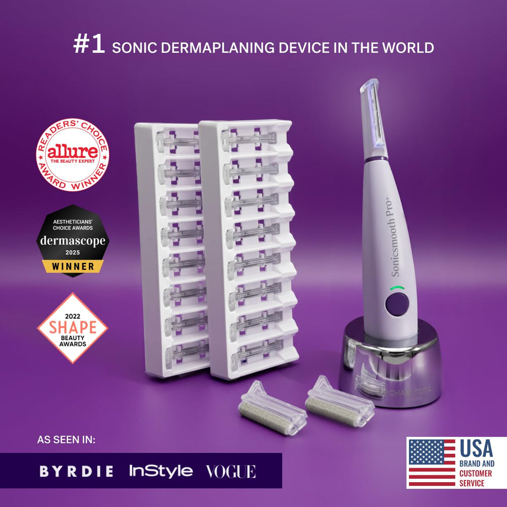 MICHAEL TODD Sonicsmooth Pro+ elimina vello facial con precisión para una piel lisa.