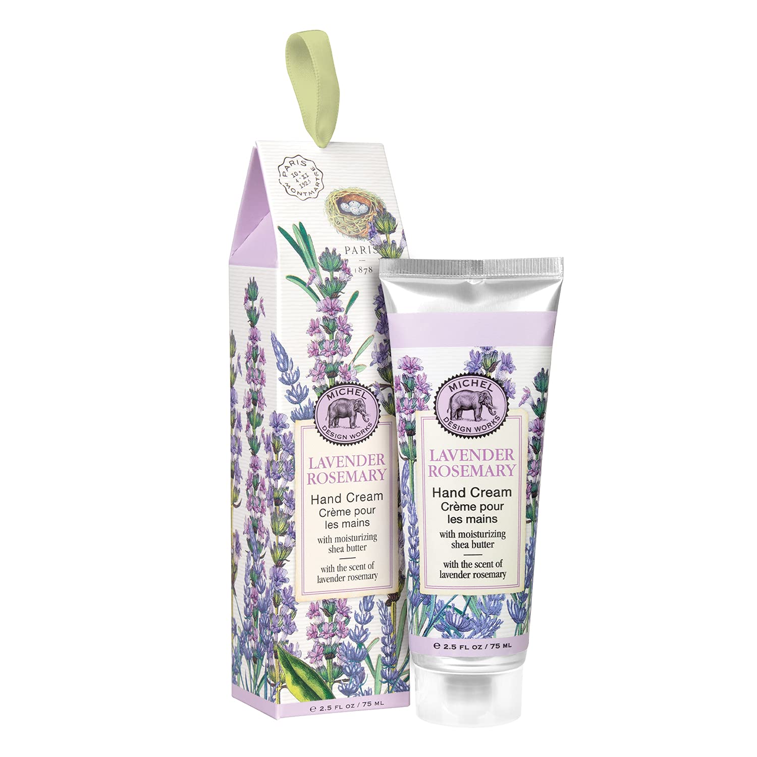 Michel Design Works crema de manos Lavanda Romero, envase compacto para uso diario.