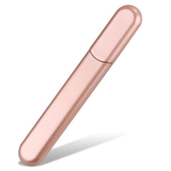 MiDenso lima de uñas de vidrio premium con estuche rosa, retoques rápidos para el día.