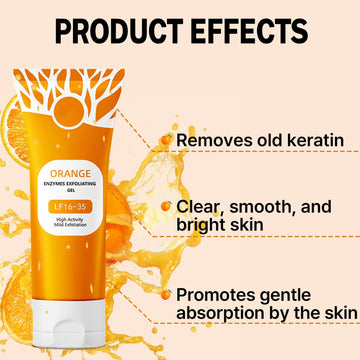 Miehoous gel exfoliante naranja deja la piel suave y fresca.