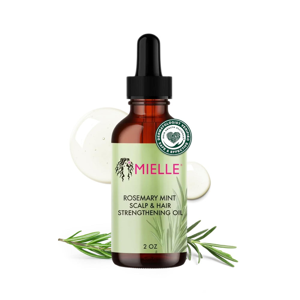Aceite Mielle Rosemary & Mint en botella, ideal para hidratar el cuero cabelludo.
