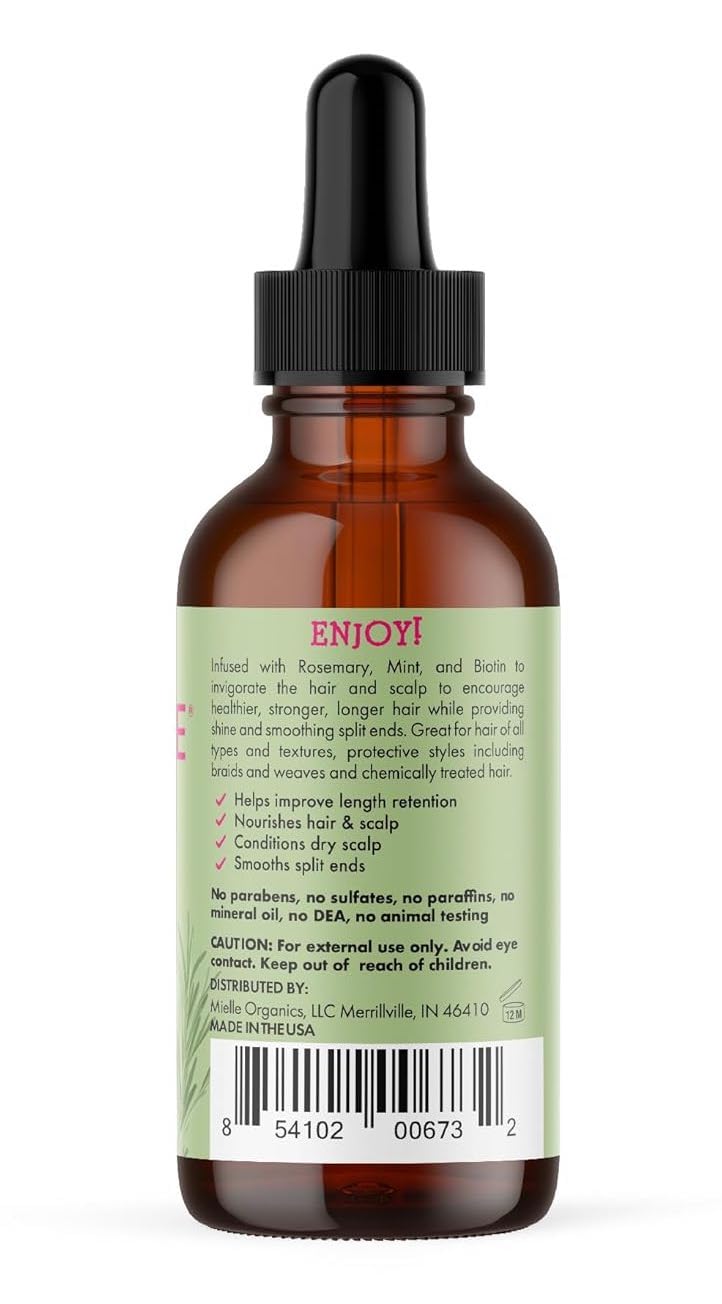 Uso diario de Mielle Rosemary & Mint para brillo y vitalidad.