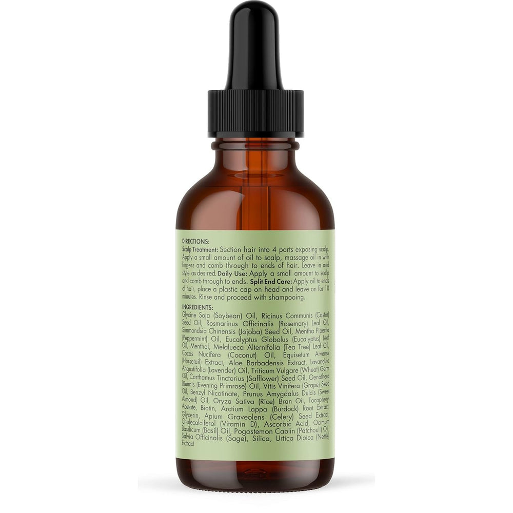 Mezcla de ingredientes naturales de Mielle Rosemary & Mint para cuidado capilar.