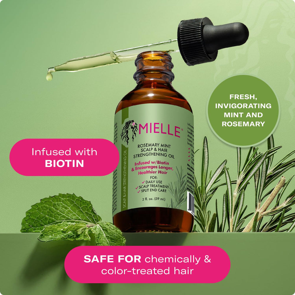 Aceite para puntas abiertas con Mielle Rosemary & Mint para cuidado de puntas.