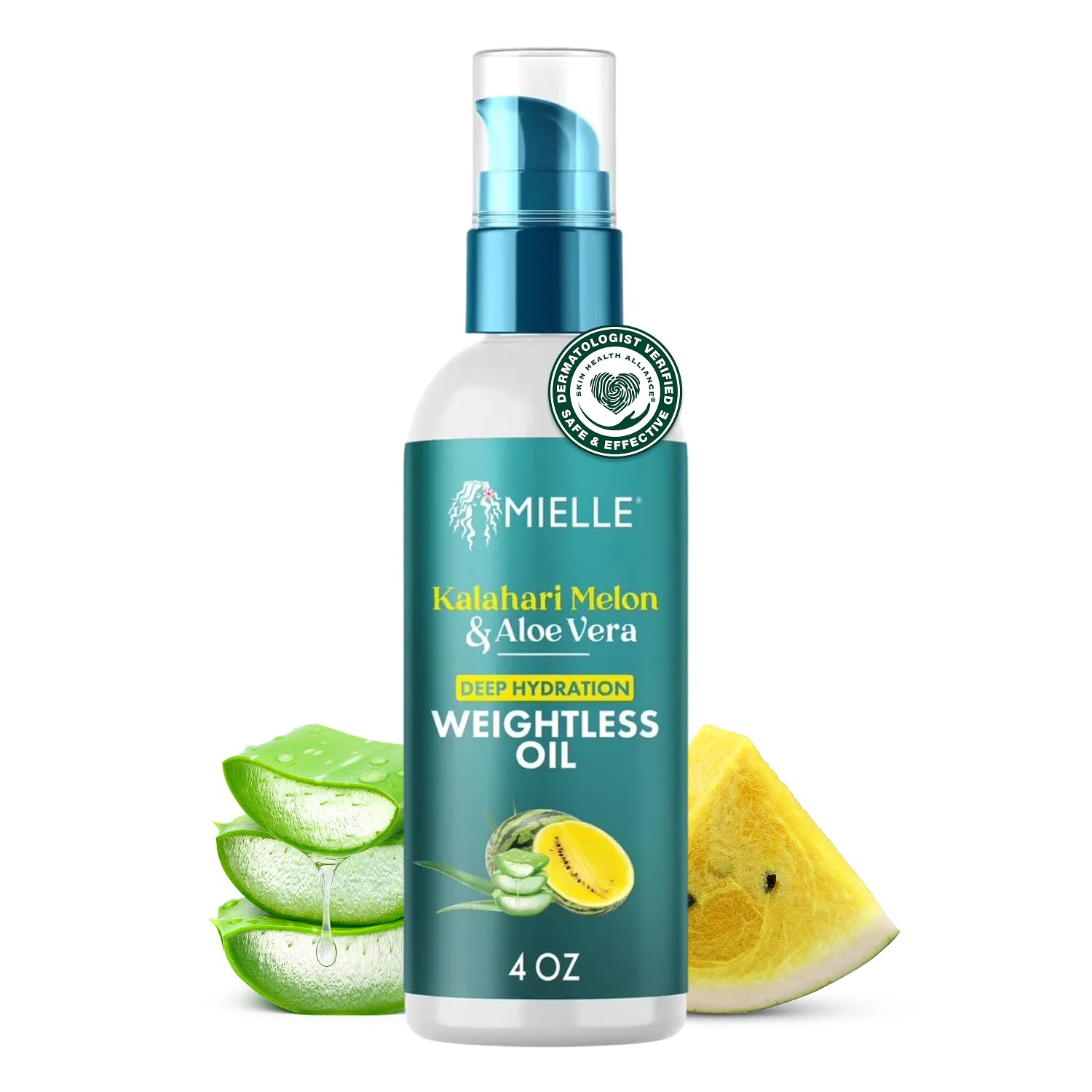 Mielle Organics Aceite Capilar Ligero en botella vertiendo para hidratación sin grasa.