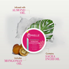 Aceite de almendra en acondicionador Mongongo de Mielle para mayor suavidad.