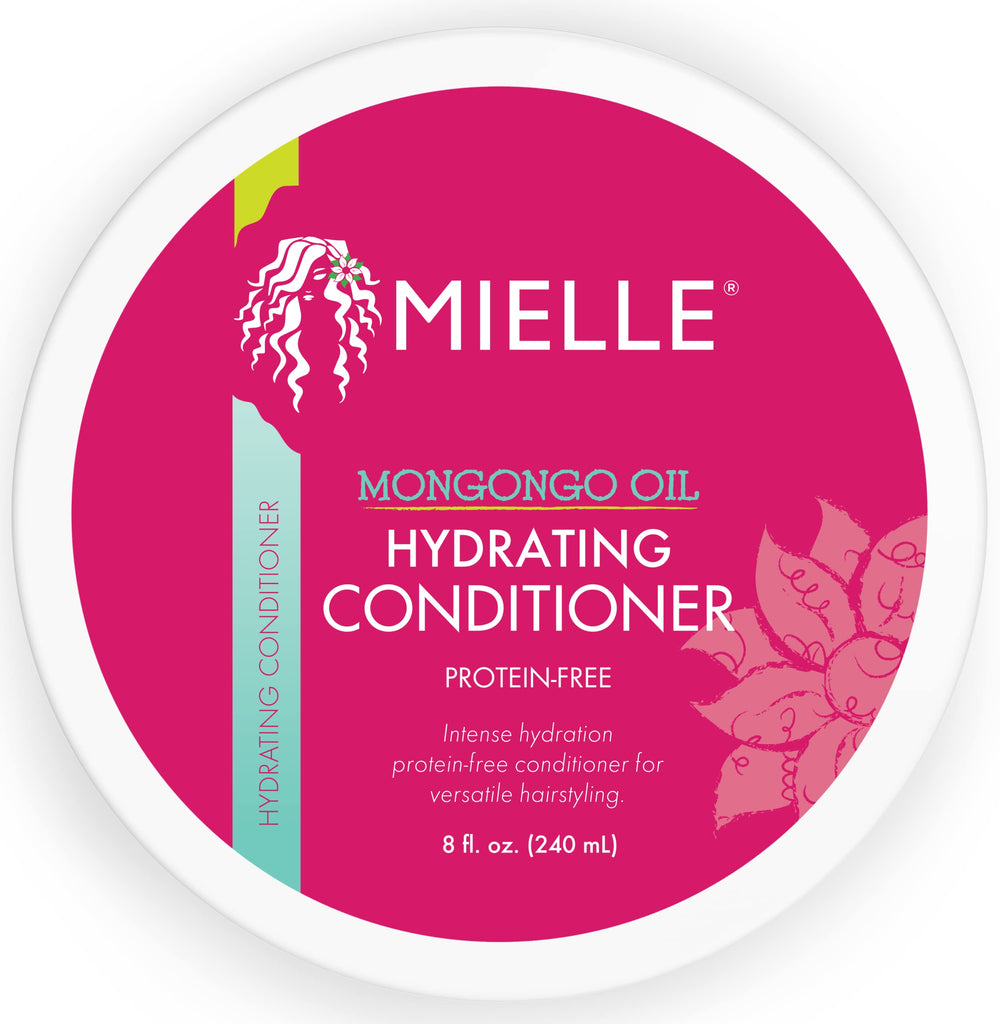Acondicionador Mongongo sin proteínas de Mielle Organics para cabello suave y manejable.
