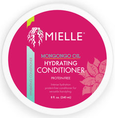 Acondicionador Mongongo sin proteínas de Mielle Organics para cabello suave y manejable.