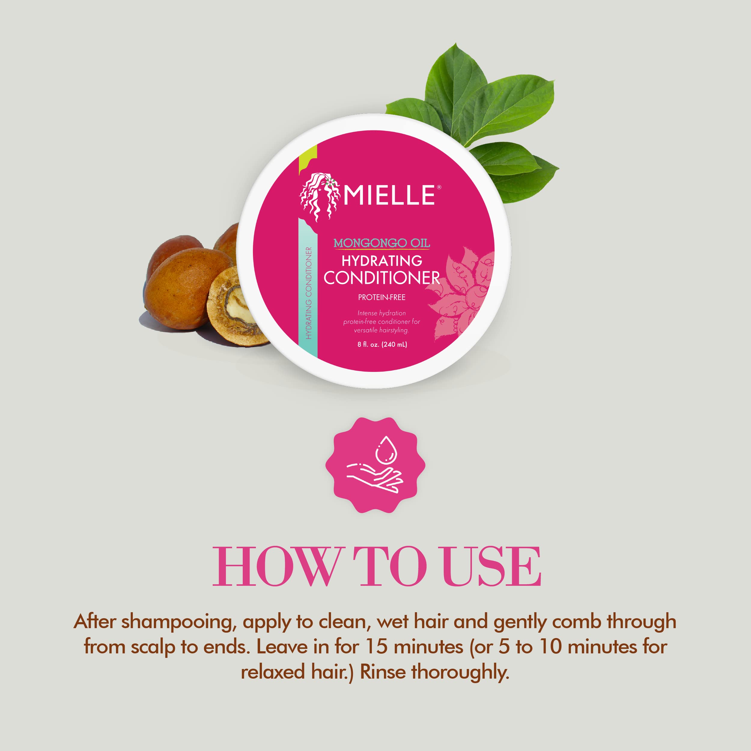 Acondicionador sin proteína para cabello sensible con Mongongo y aceite de almendra.