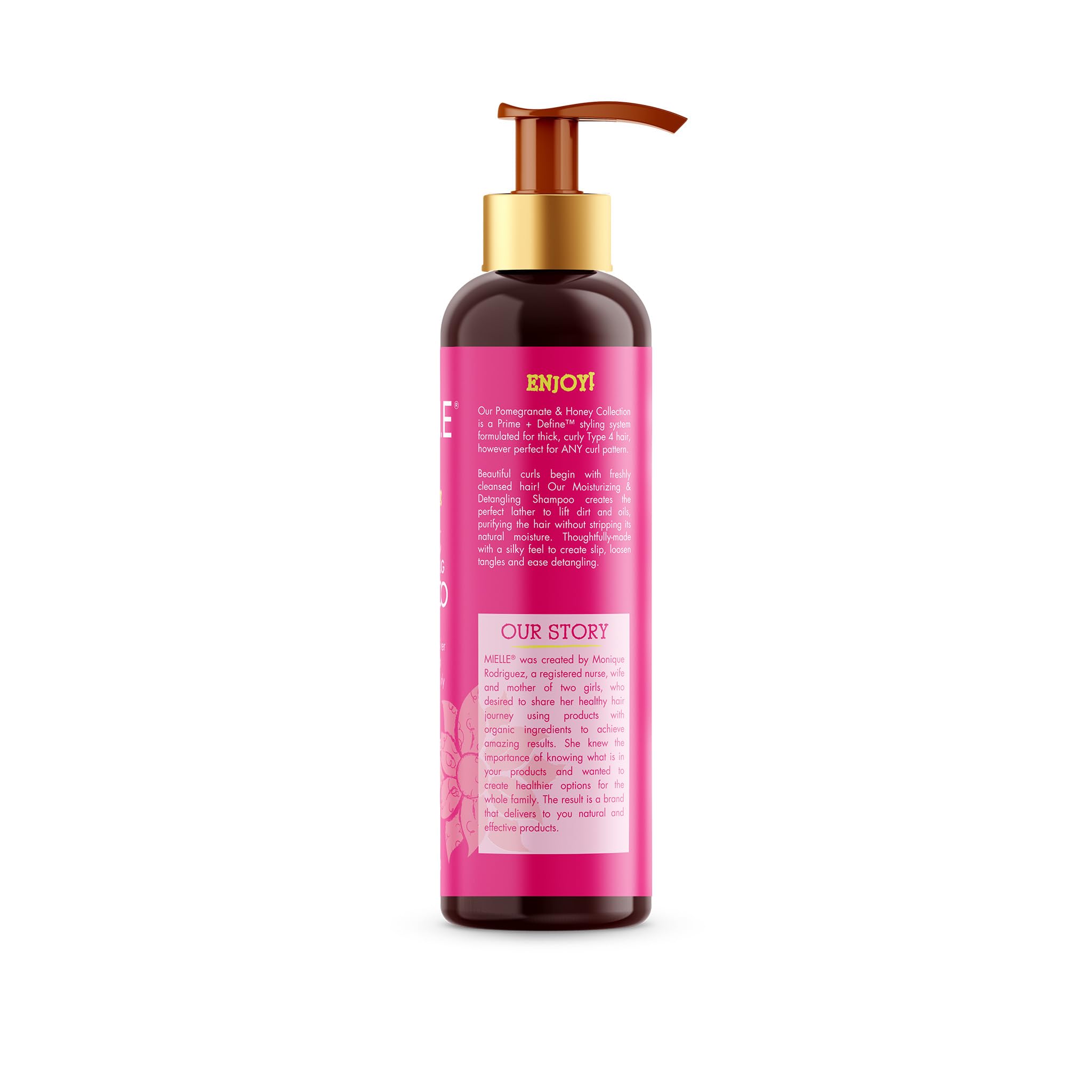 Mielle Organics Champú Granada Miel, limpieza suave para cuero cabelludo sensible.
