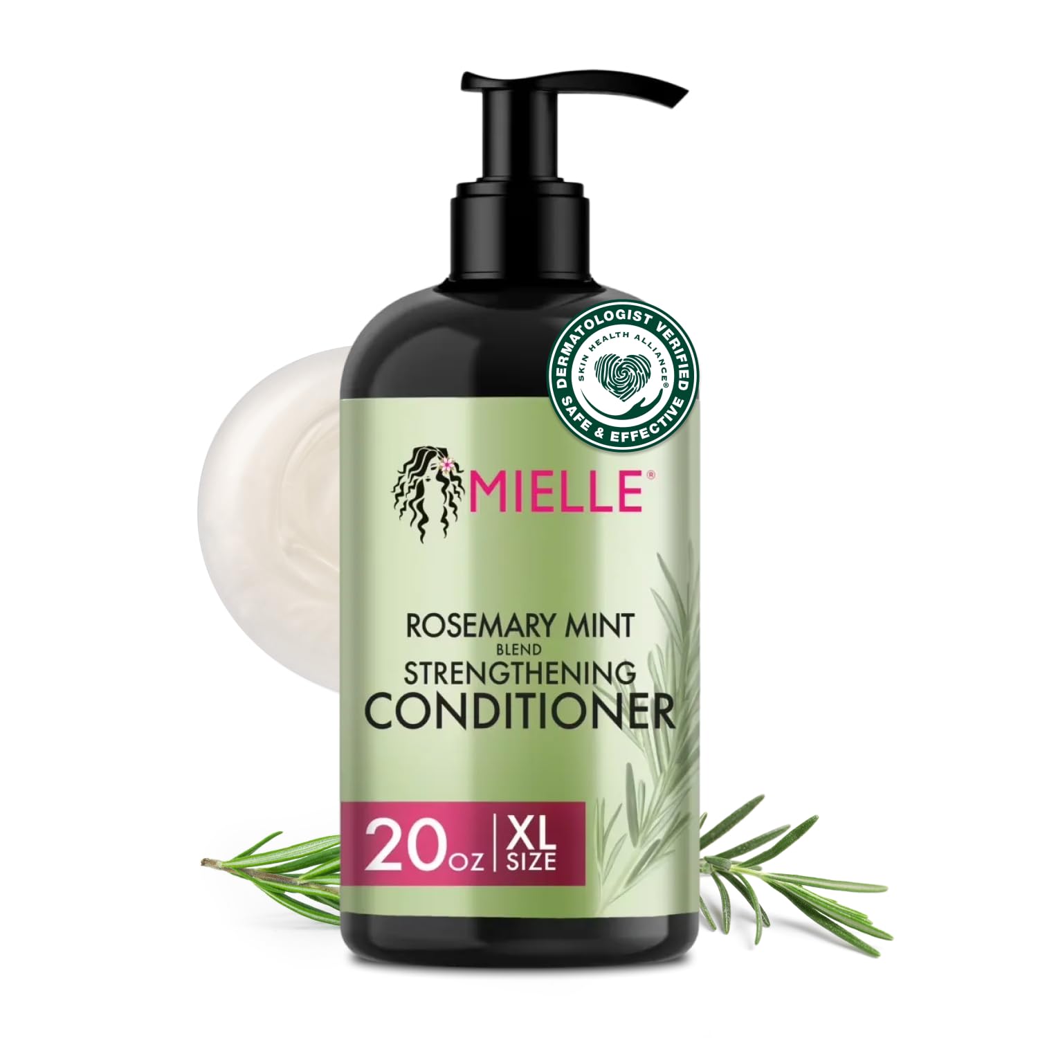 Mielle Organics acondicionador romero-menta en botella para mayor manejabilidad del cabello