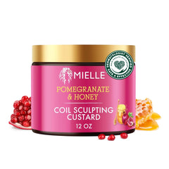 Crema definidora de Mielle Organics para rizos Granada y Miel en bote, hidratación intensa.