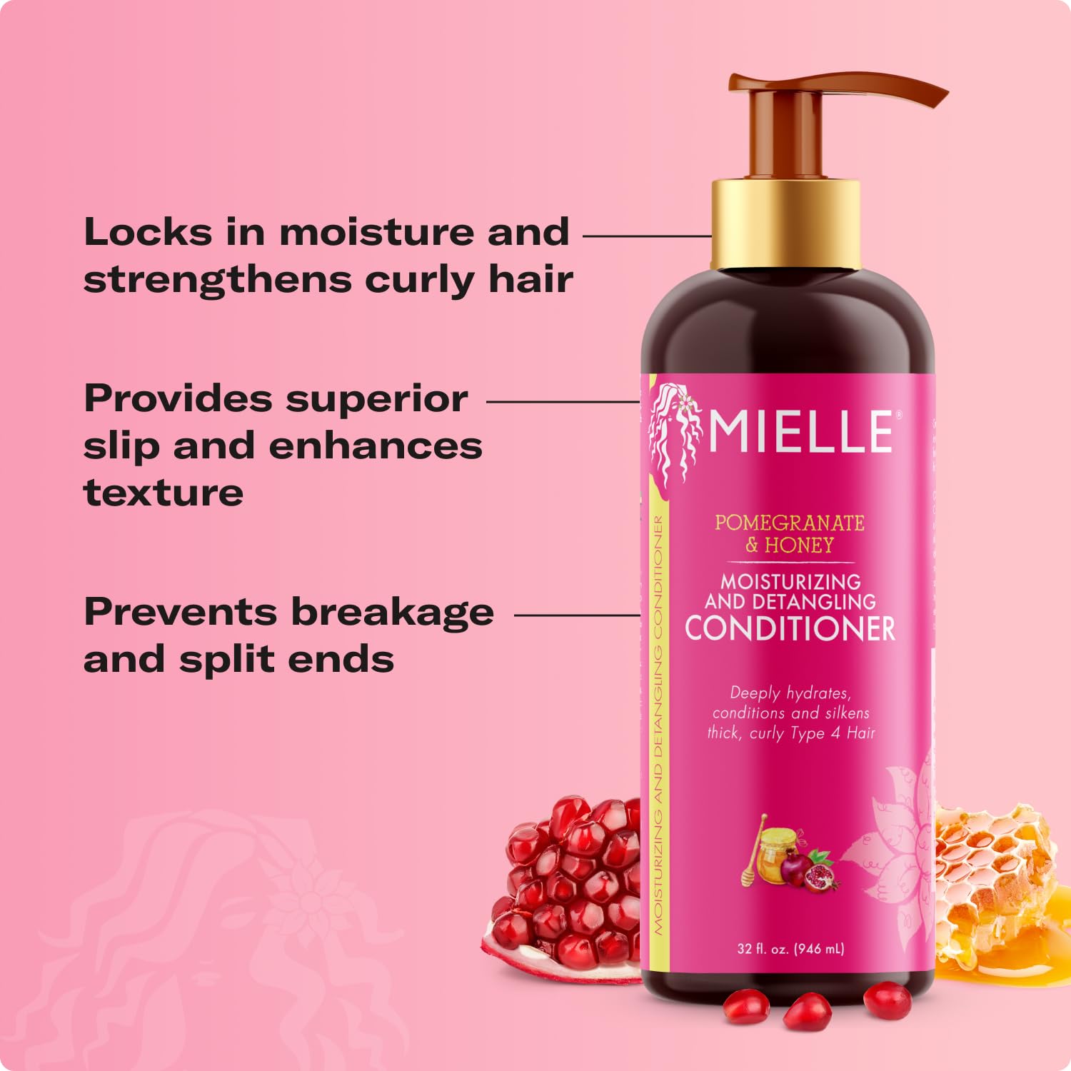Desenredado suave con Mielle Organics para rizos más manejables.