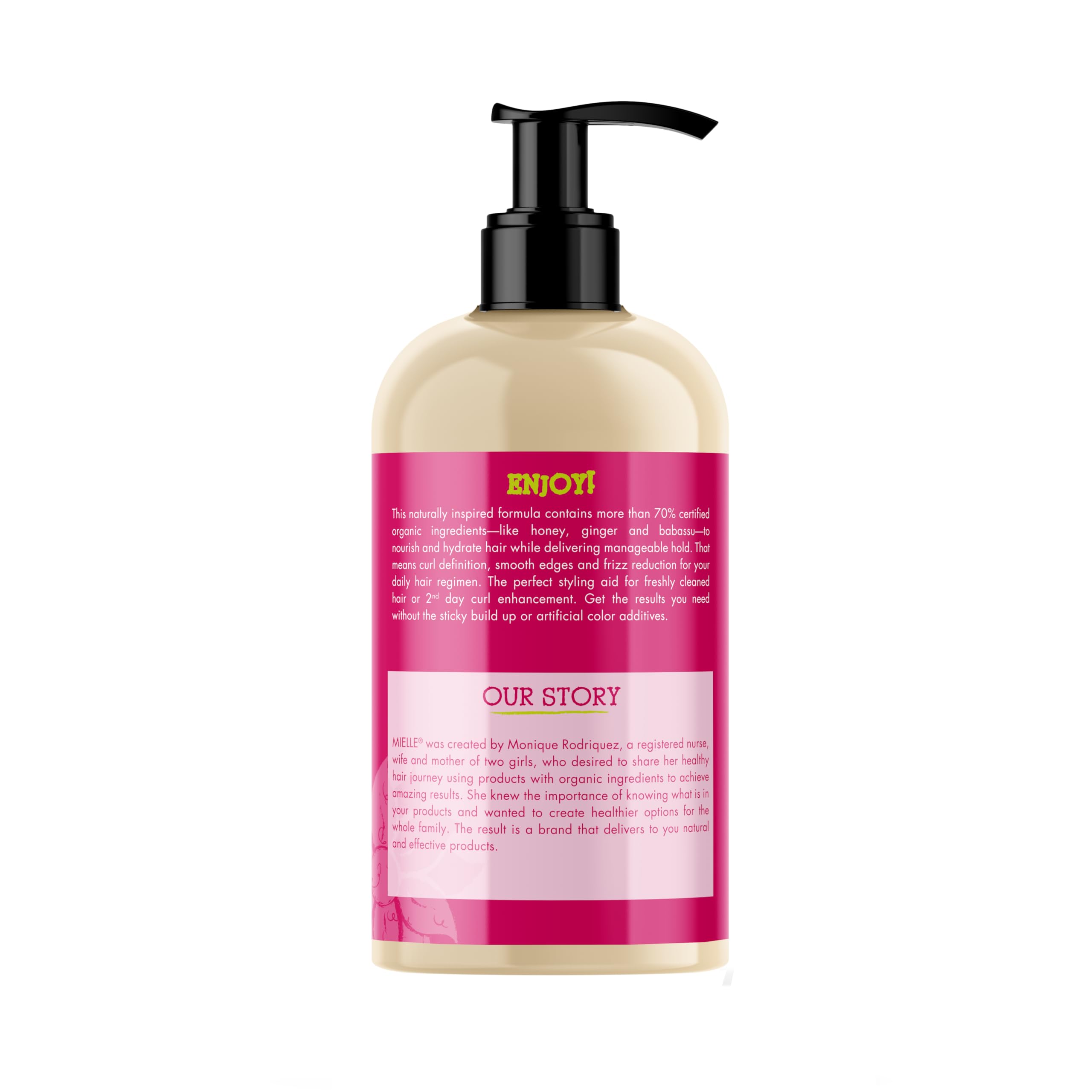 Gel de miel y jengibre de Mielle Organics, envase cómodo para uso diario.
