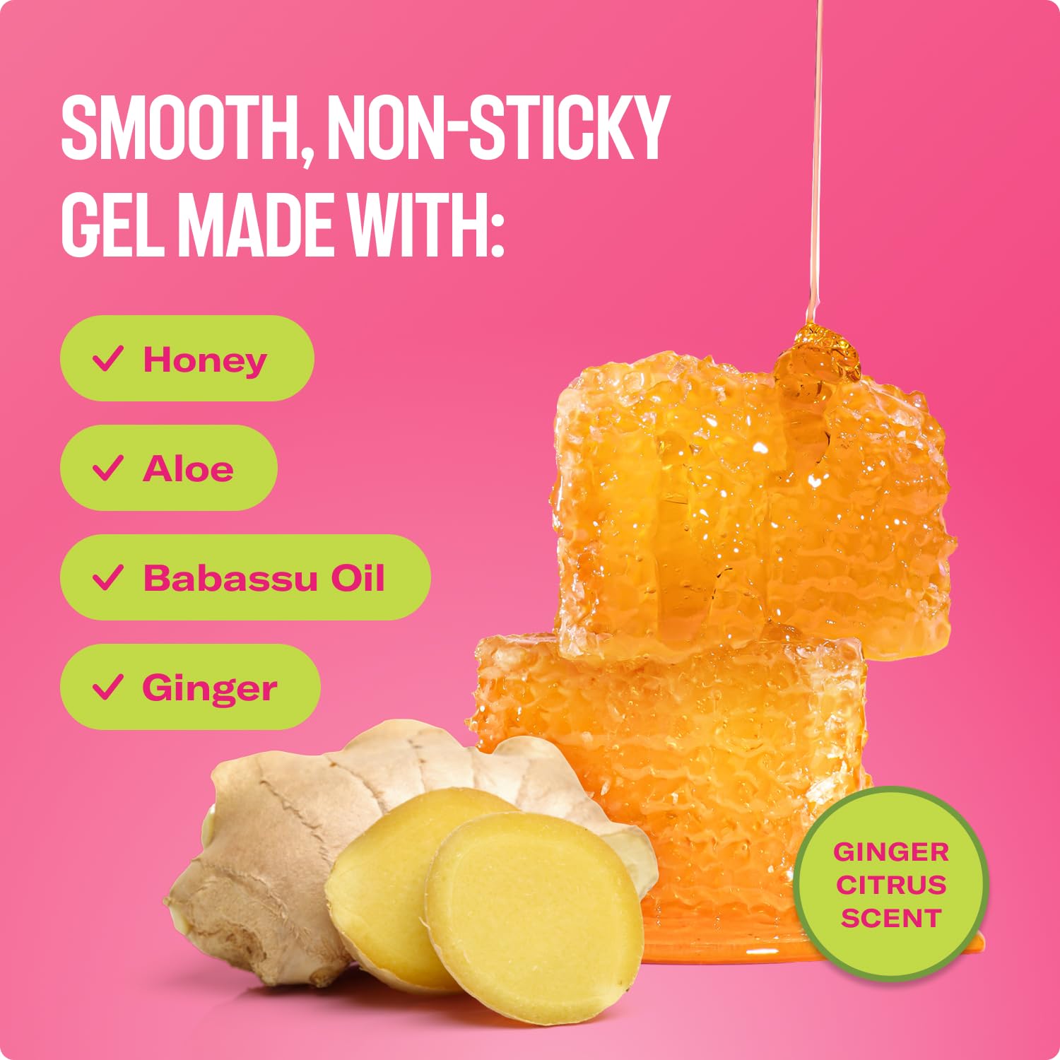 Gel miel y jengibre aporta textura hidratante para el cabello.