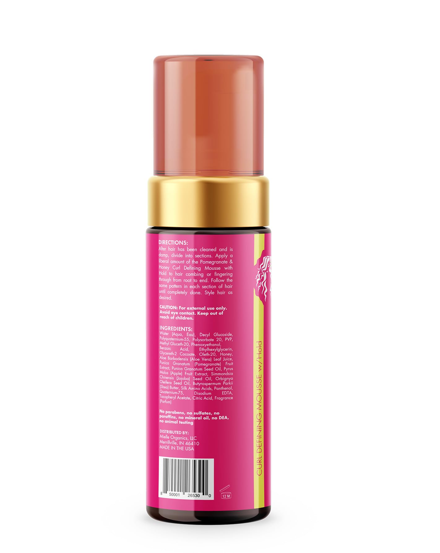 Mielle Organics granada y miel mousse: aplicacion facil para peinados rapidos.