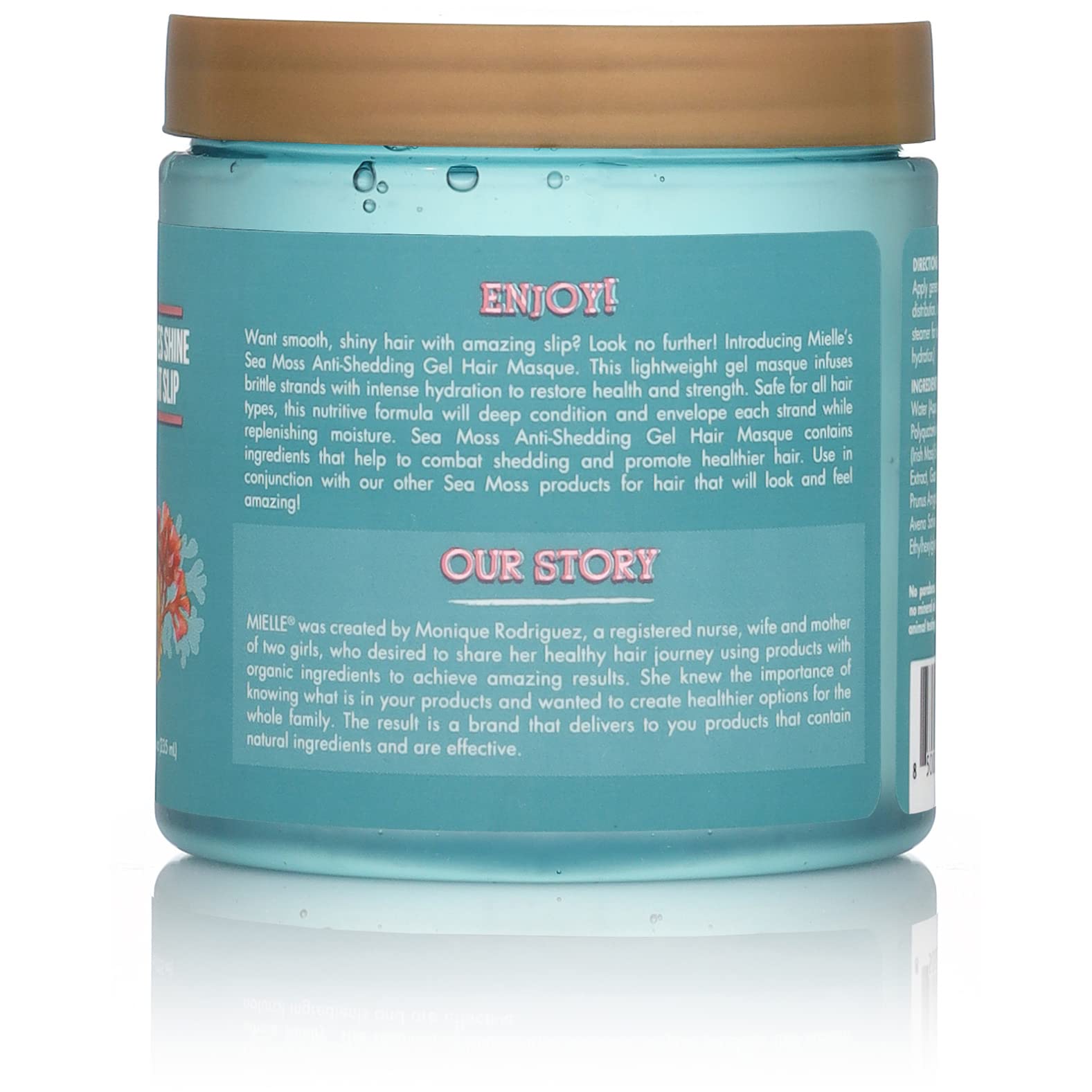 Gel de musgo marino de Mielle Organics, enfoque mujer-emprendedora, cuidado capilar de calidad.