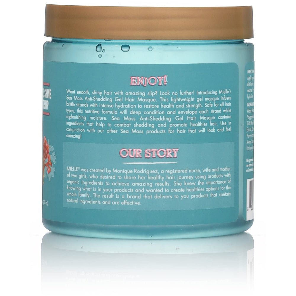 Gel de musgo marino de Mielle Organics, enfoque mujer-emprendedora, cuidado capilar de calidad.
