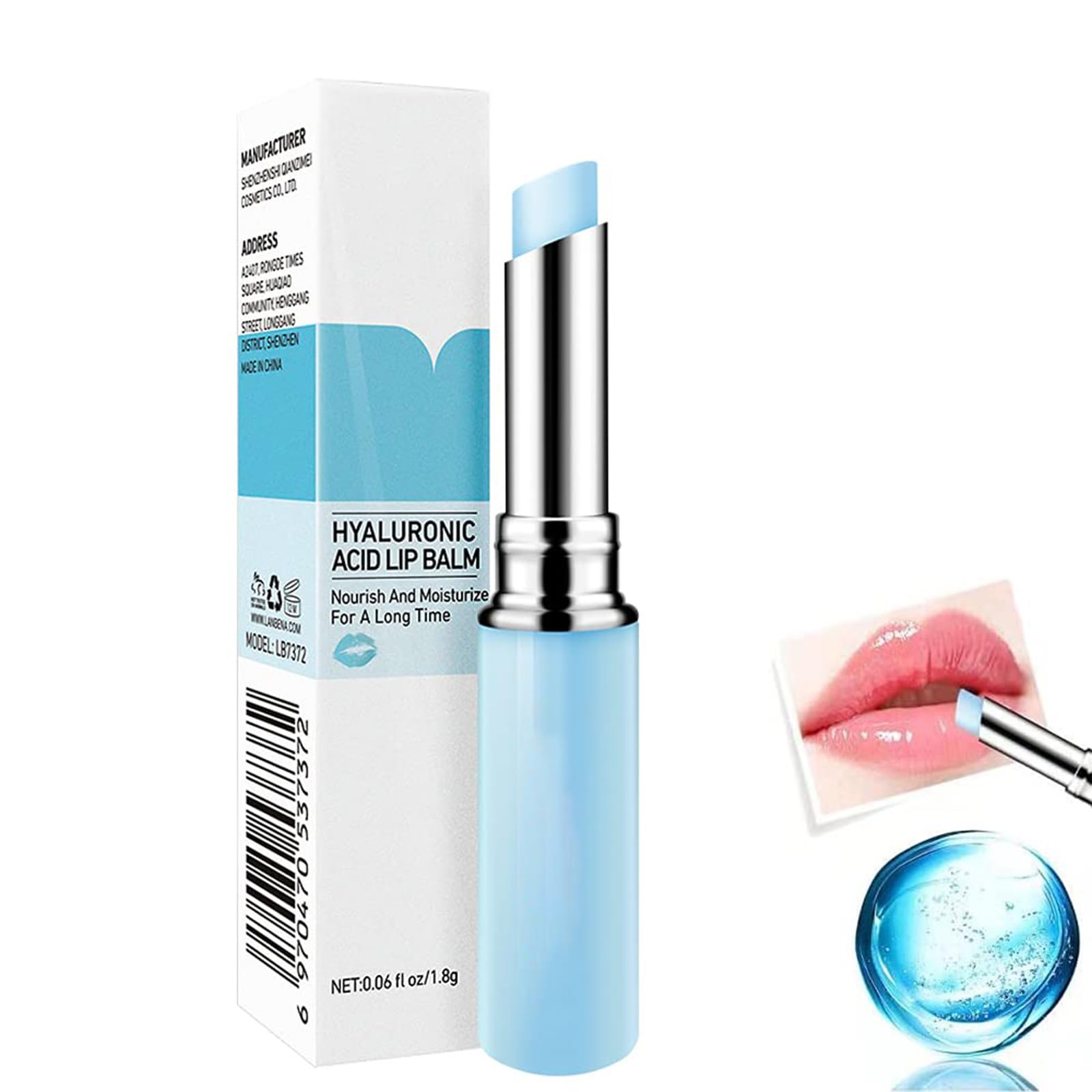 Bálsamo labial MIESCHER con ácido hialurónico, envase compacto para hidratación diaria.