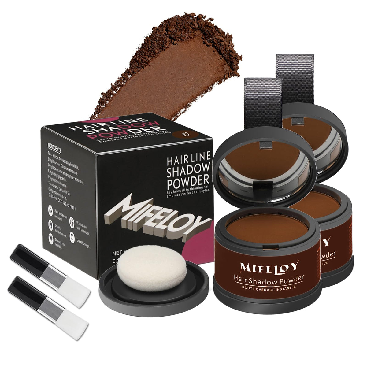 Polvo Mifeloy cubre raíces cabello para aspecto natural y duradero