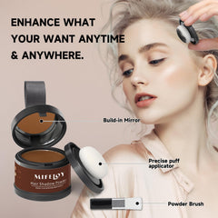 Mifeloy puff aplicador para cubrir canas con precisión y resultado suave.