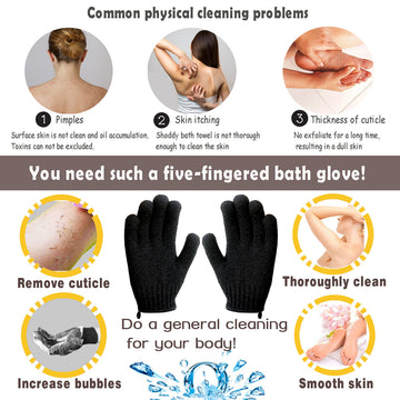 MIG4U guante exfoliante para ducha, sesión de exfoliación y masaje corporal.