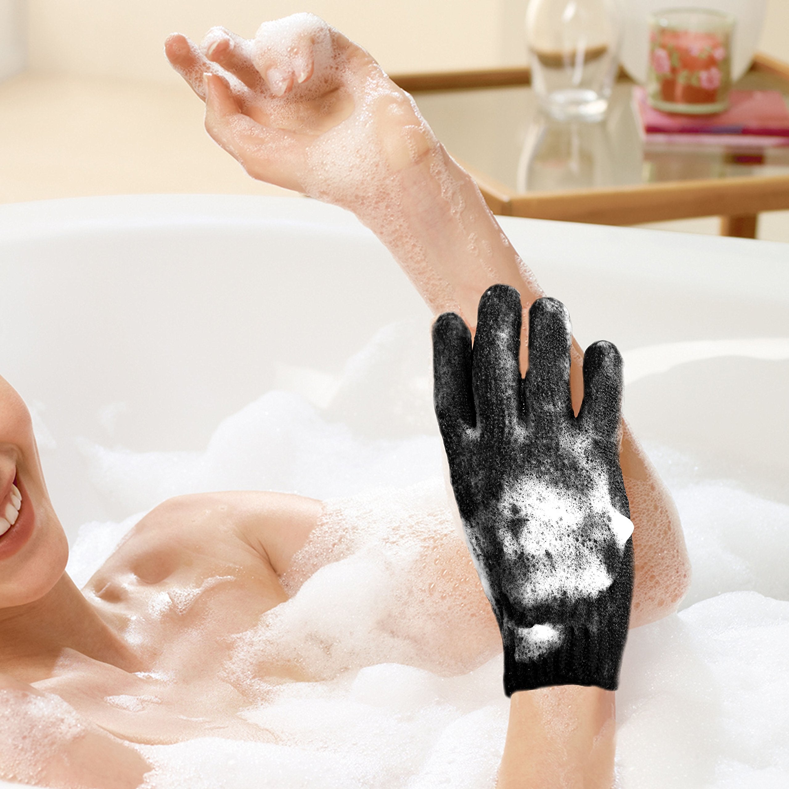 MIG4U guante exfoliante para ducha naranja, masaje suave para revitalizar la piel.