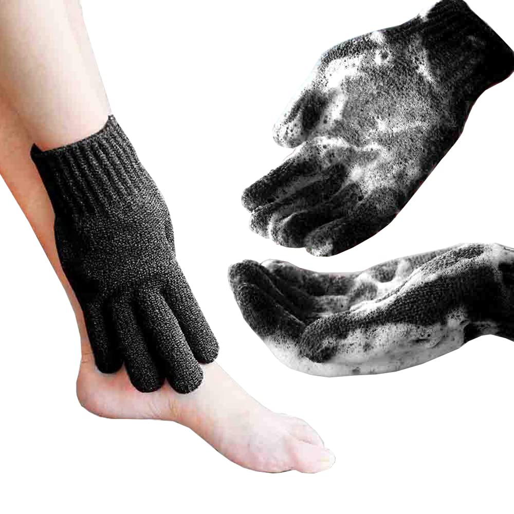MIG4U guante exfoliante para ducha negro, exfoliación intensa para piel suave.