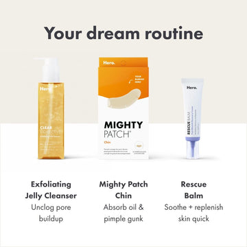 Mighty Patch Chin resultado visible tras 6-8 horas de uso nocturno.