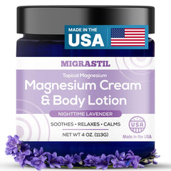 MIGRASTIL crema de magnesio nocturna con lavanda, 250 mg por dosis para alivio suave.