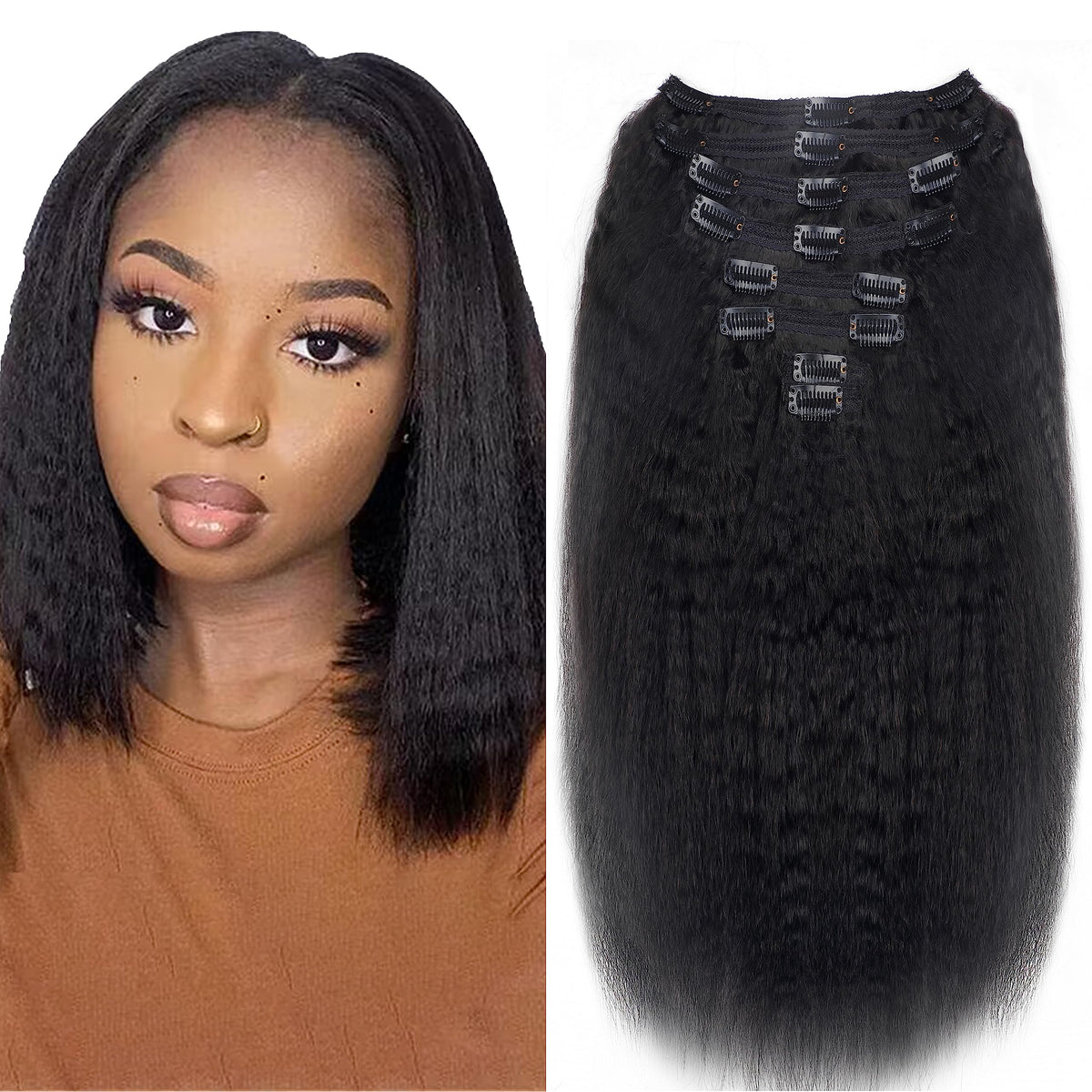 Mihugass extensiones con clips de pelo humano para mayor longitud