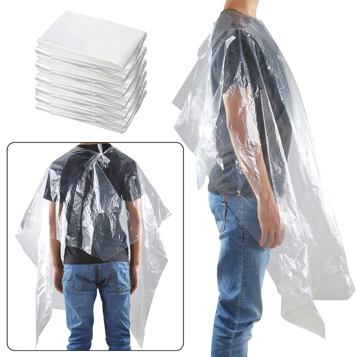 MIHUNTER capa desechable para salón, empaque práctico que protege la ropa durante el servicio.