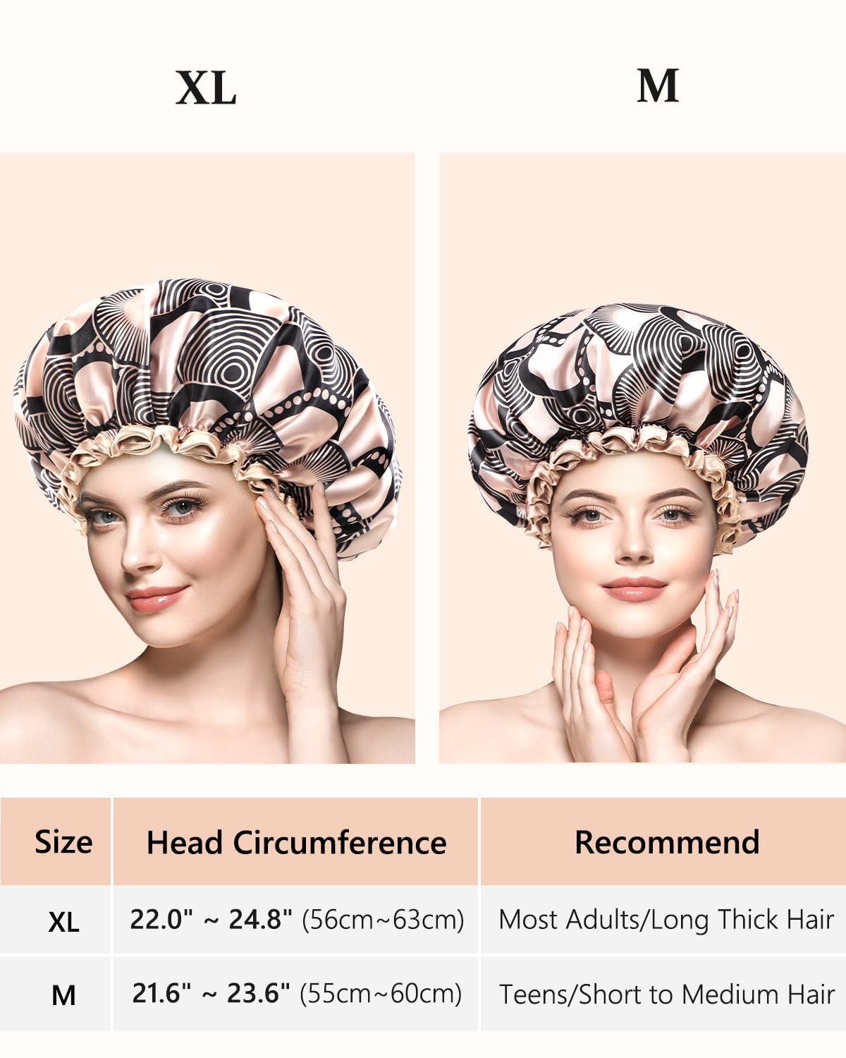 Mikimini capa ducha talla M–XL con ajuste elástico cómodo para todo cabello.