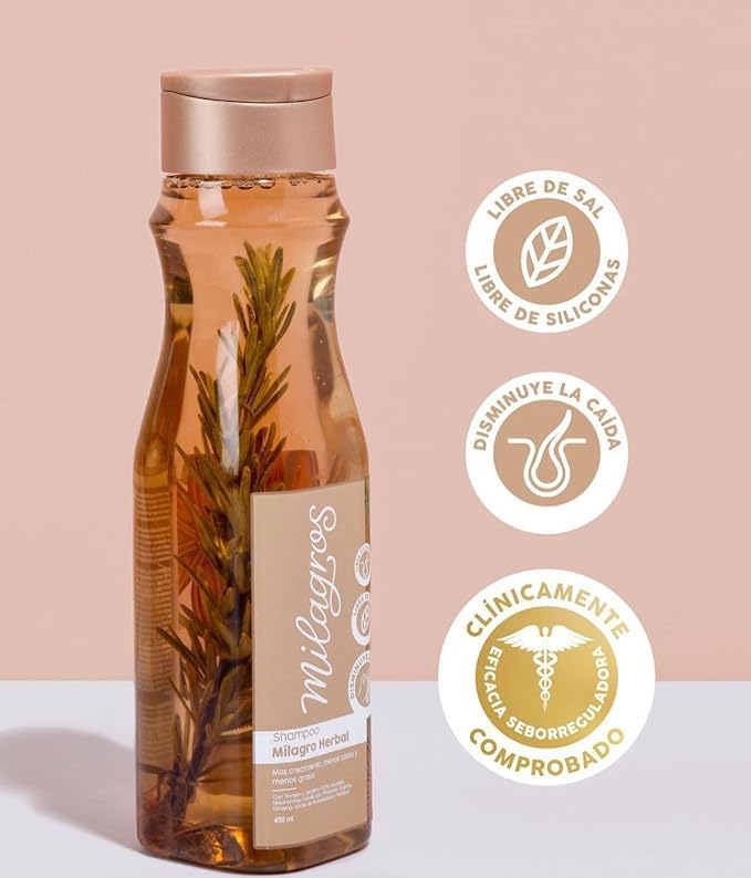 Milagros Acondicionador Herbal desenreda y fortalece medios a puntas
