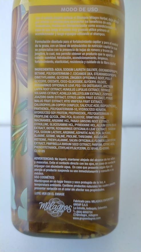 Milagros, producto importado desde Colombia, pensado para cabellos finos