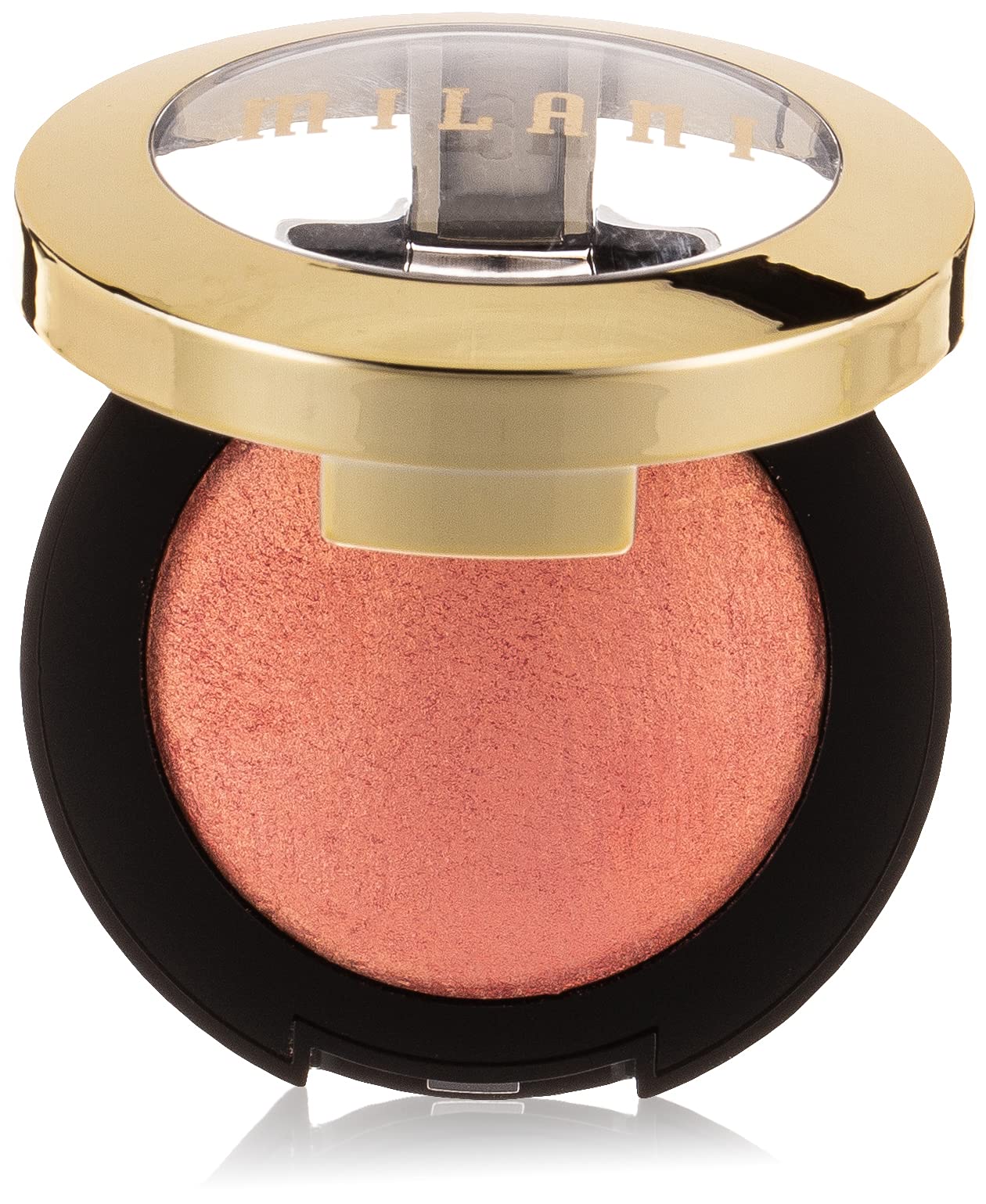 Milani Baked Blush Bella Bellini en aplicación en mejilla para un color natural.