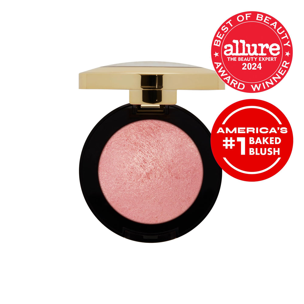 Milani Baked Blush Rosa d'Oro, textura bake para un acabado uniforme.