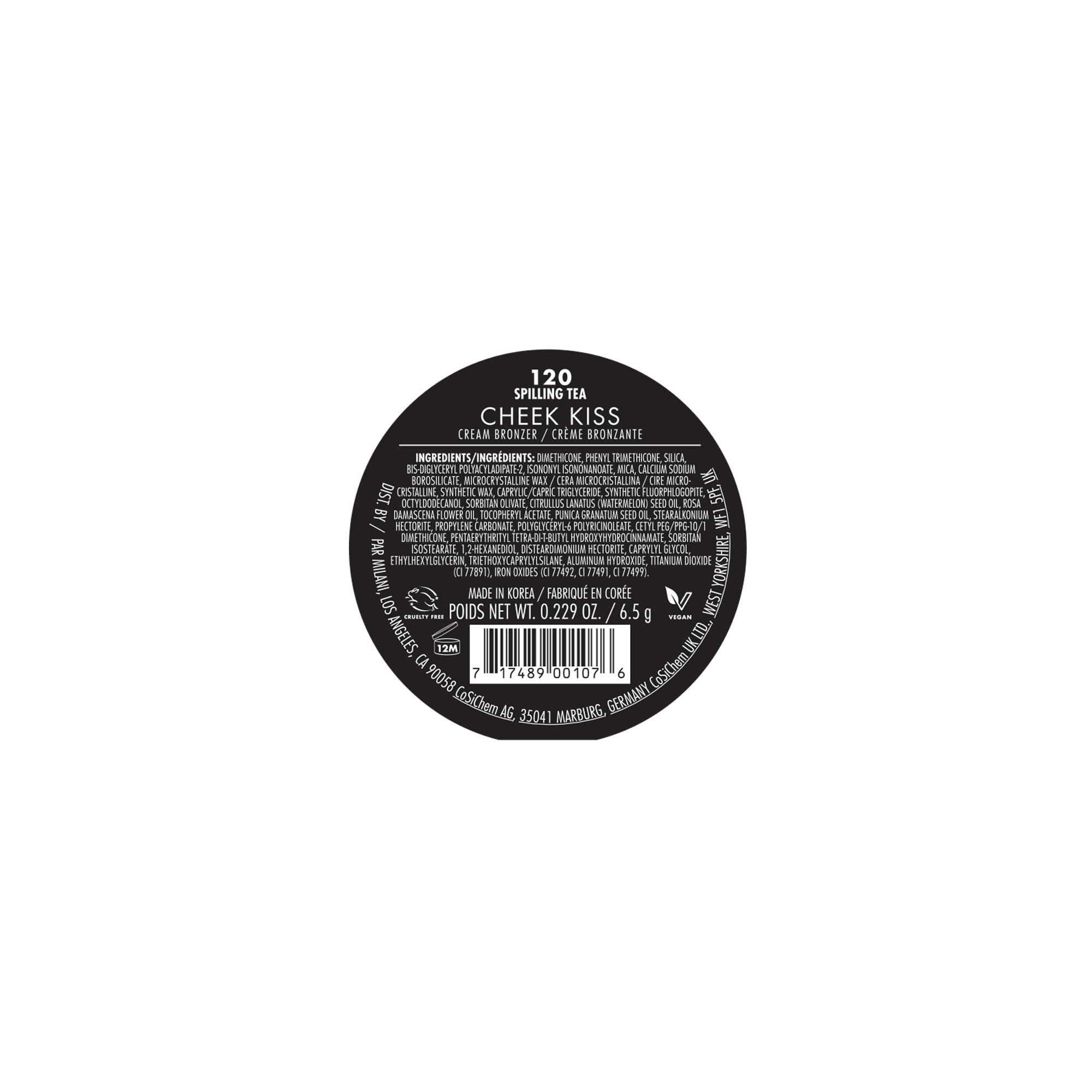 Milani Cheek Kiss crema bronceador Spilling Tea, difuminado suave para contornear.