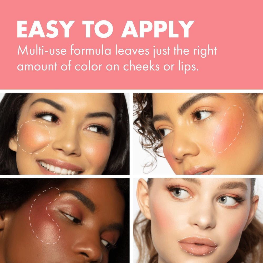 Uso multiusos de Milani Cheek Kiss en labios para color sutil.