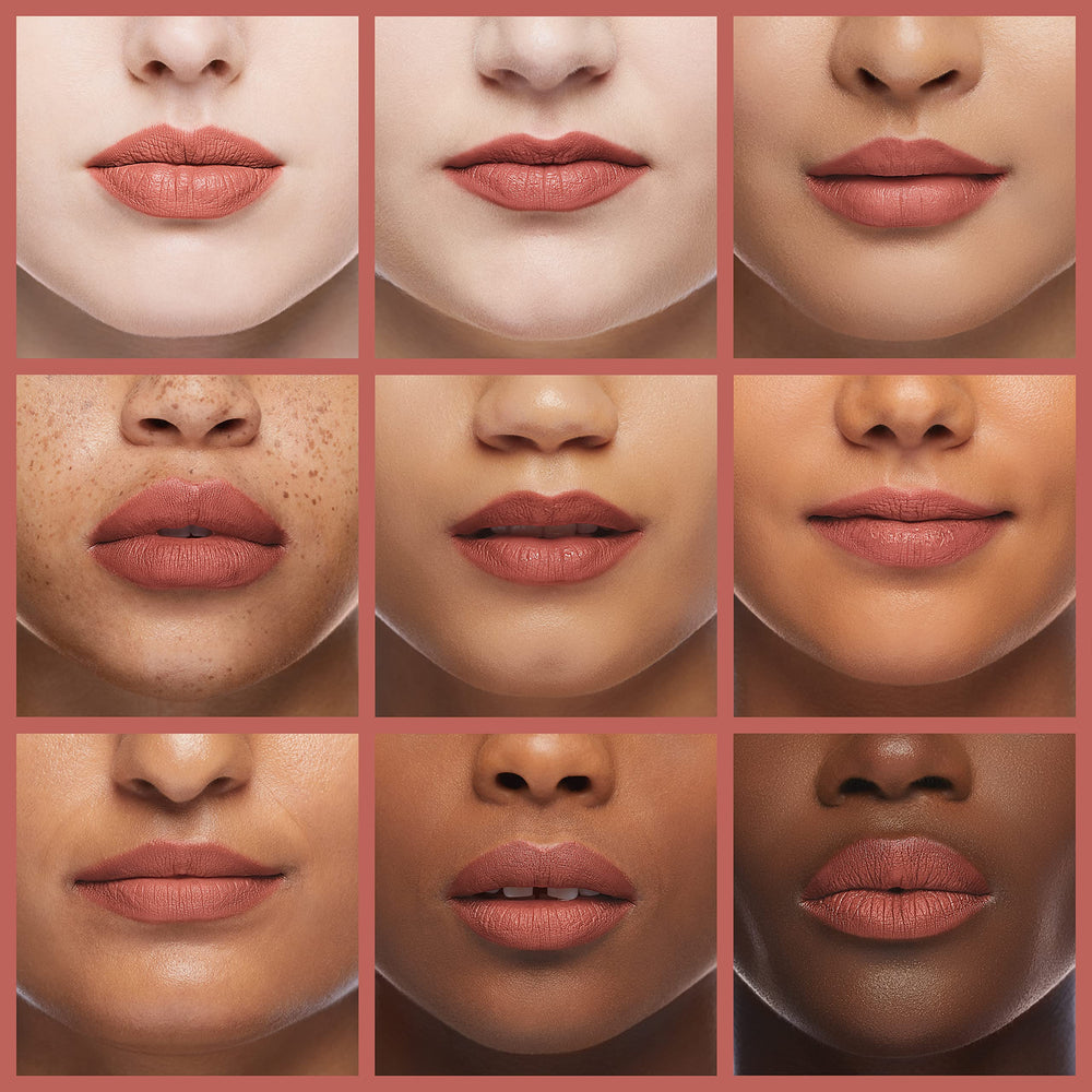Detalle de acabado mate y duradero en labios con Milani Color Fetish Lipstick Secret.