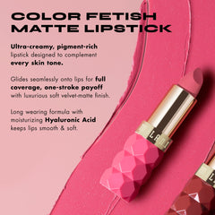 Aplicación suave de Milani Color Fetish Lipstick Secret para color inmediato.