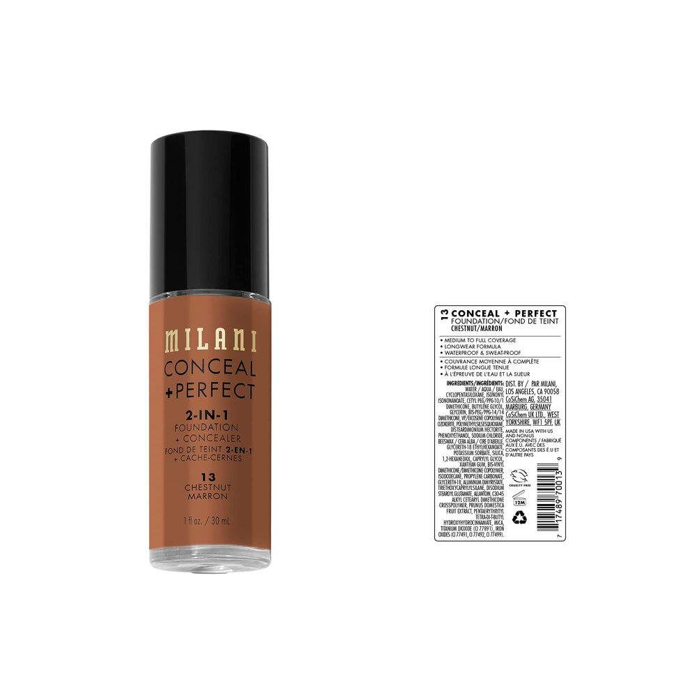 Milani Conceal + Perfect 2 en 1: textura cremosa para cobertura suave.