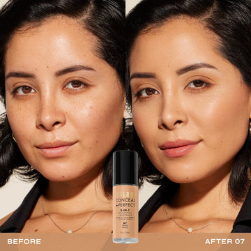 Aplicación con esponja de Milani Conceal + Perfect, acabado suave